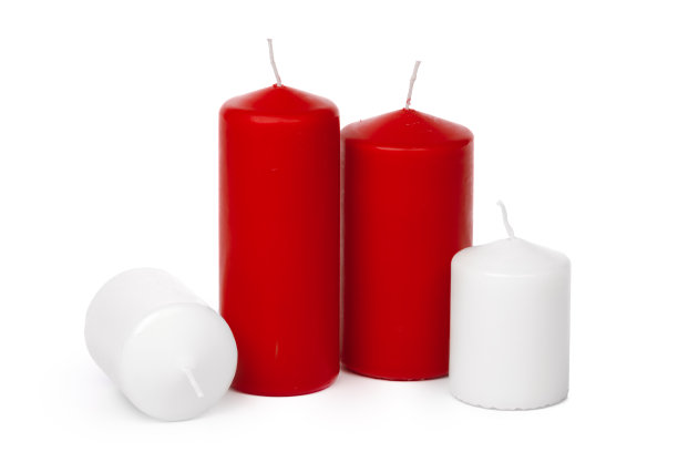 蜡色蜡烛孤立在白色背景近距离图片下载