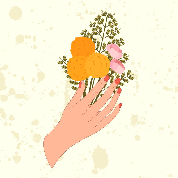 复古礼品卡与手与花图片下载