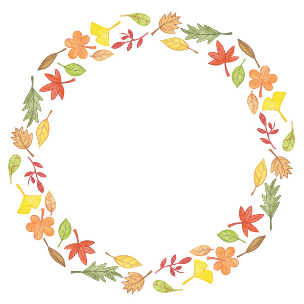 秋叶落框圆模板图片下载