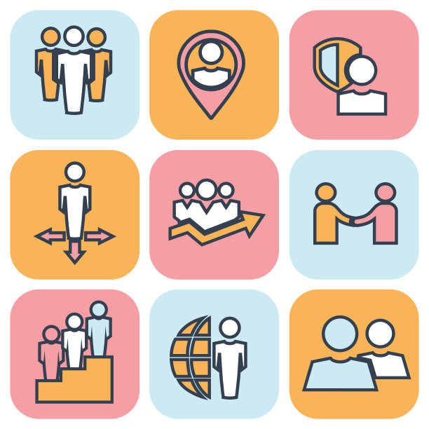 人力资源和管理的细线图标集。图片下载