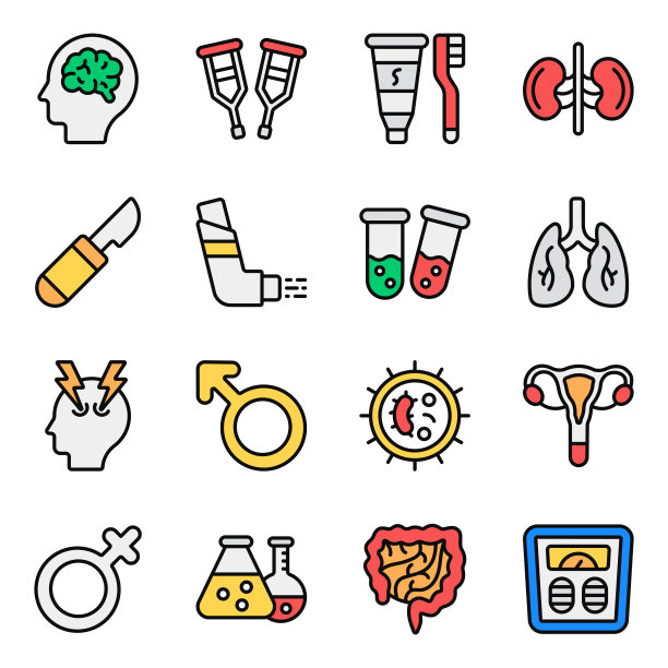 医疗保健平面图标包图片下载