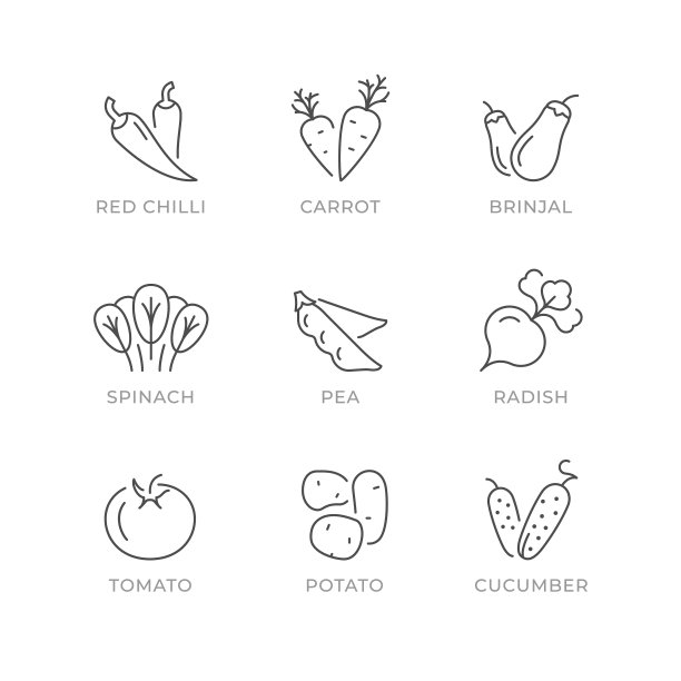 设置线条图标蔬菜图片下载