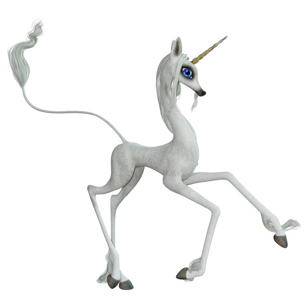 3D插图白色独角兽在白色图片下载