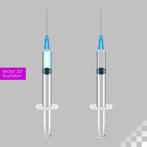 三维矢量插图注射器隔离在灰色背景上图片下载