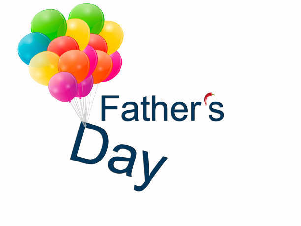 题词-父亲节，在一个白色的背景。字母和彩色气球。概念:父亲节明信片。图片下载