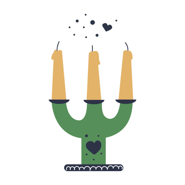 烛台上的蜡烛，可爱的图片，平面的设计元素。孤立的矢量图。温馨的家庭概念，斯堪的纳维亚风格。爱和浪漫。图片下载