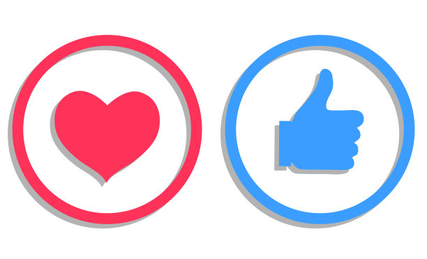 心和大拇指向上的图标。爱和喜欢的图标。按钮的网站。矢量插图。向量。图片下载