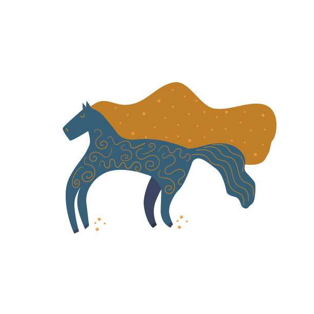 马，斯堪的纳维亚风格的种马。平的孤立的插图。马术运动，马厩，印花设计。图片下载