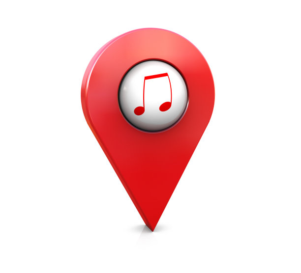 带GPS标记的音符符号图片下载