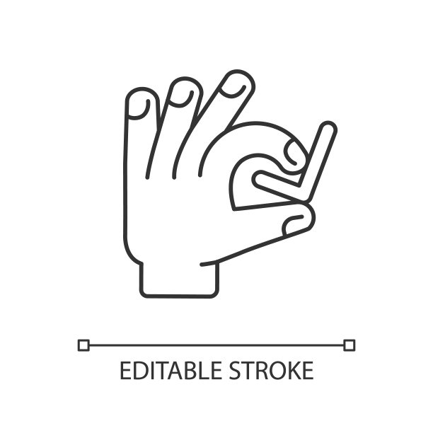 手与检查标记线性图标图片下载