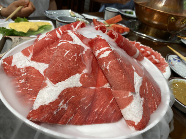 中国火锅羊肉片图片下载