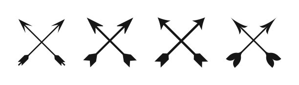 时髦的十字箭头系列。矢量复古箭头集。图片下载