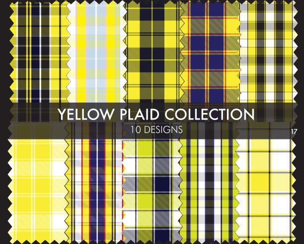 黄色格子呢无缝图案系列图片下载