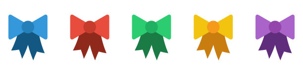 颜色弓集合。向量孤立的元素。缎带扁平的礼品蝴蝶结集。图片下载