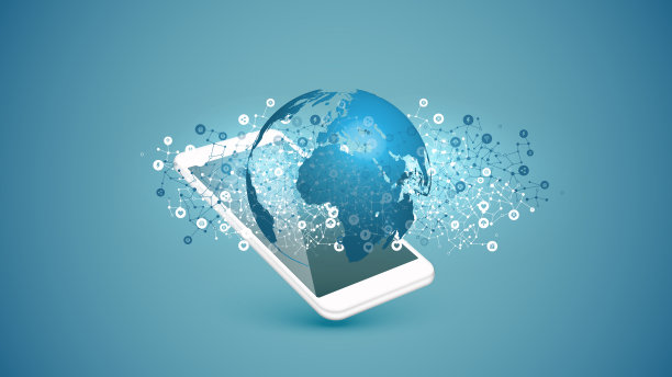 高度详细的智能手机连接地球仪，矢量插图图片下载