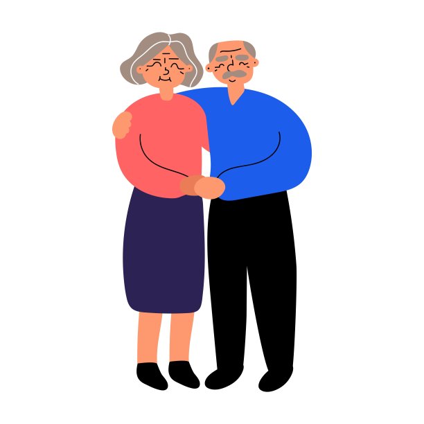 快乐的老太太和微笑的老人。图片下载