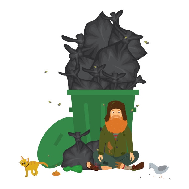 悲伤的失业的乞丐。无家可归。穿着脏衣服的男人。衣衫褴褛的人物。图片下载