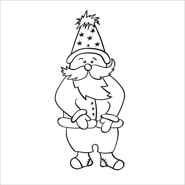 可爱的圣诞老人角色。手绘圣诞素描涂鸦风格。孤立的矢量对象在白色背景上。冬季设计元素为新年装饰图片下载