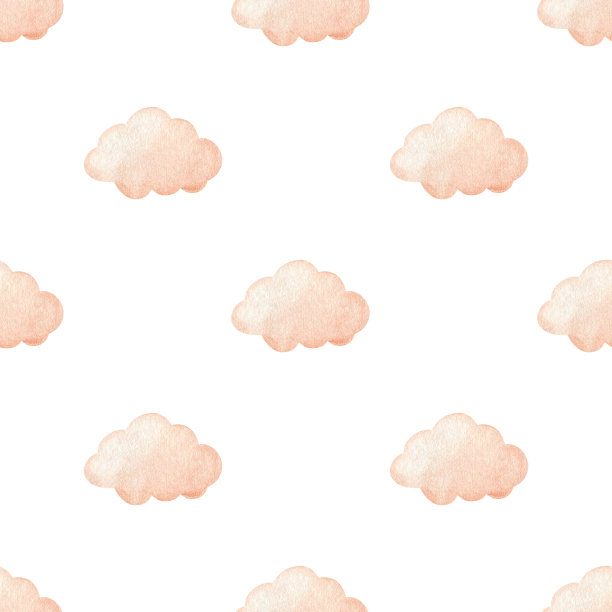 可爱的极简主义无缝图案与粉红色的云彩图片下载