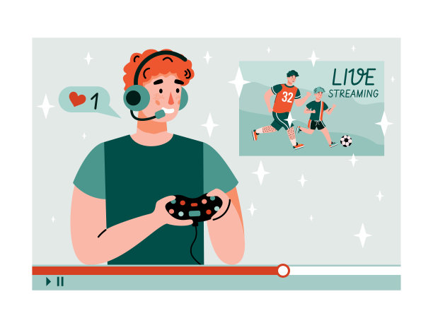 盖伊流播放视频游戏，平面卡通矢量插图孤立图片下载