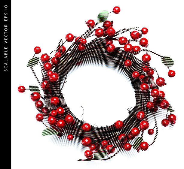 圣诞花环雕刻矢量效果图片下载