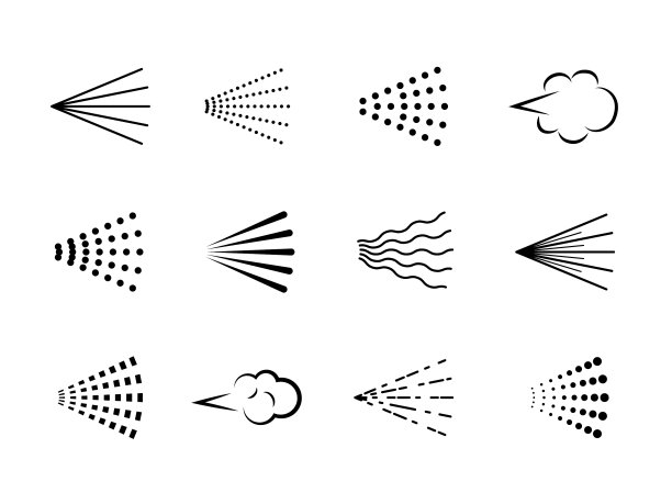 喷雾图标分散气体黑色剪影喷嘴图片下载