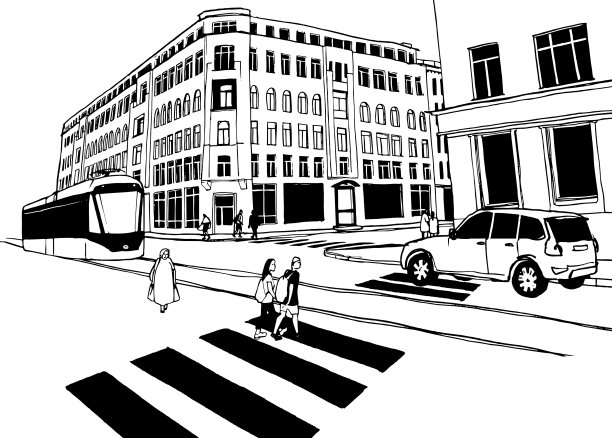 城市景观手绘草图图片下载