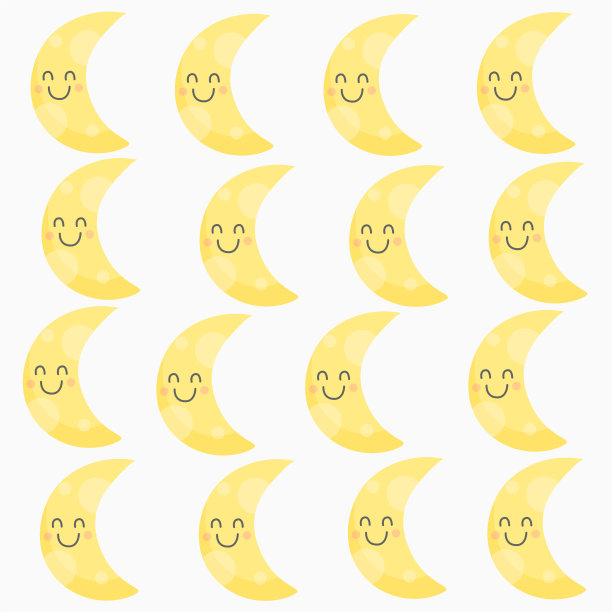 黄色微笑的月牙图案背景设计图片下载