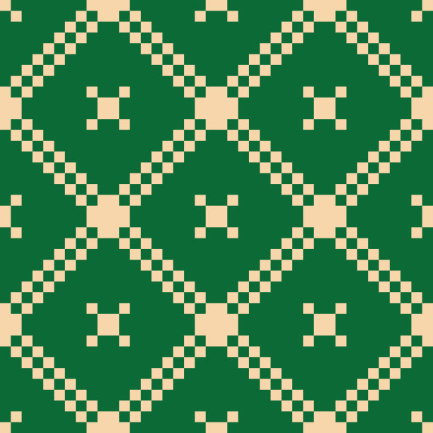 矢量几何网格装饰。无缝模式。深绿色和米色图片下载