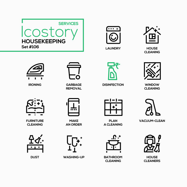 家政服务-矢量线设计风格图标集图片下载