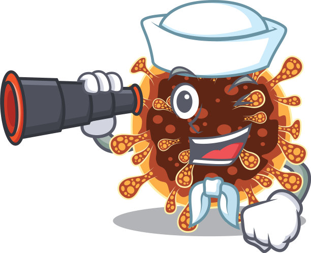 伽马冠状病毒在水手卡通与双目图片下载