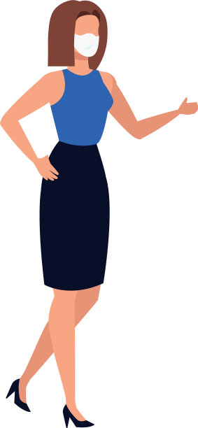 商业女性使用口罩隔离图标图片下载