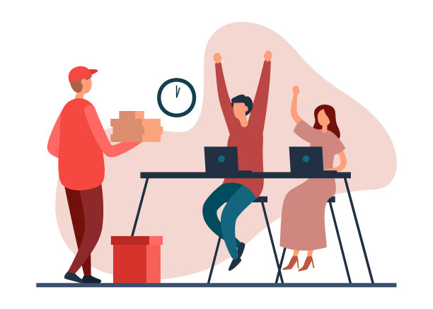 快乐的员工在办公室接受食物图片下载