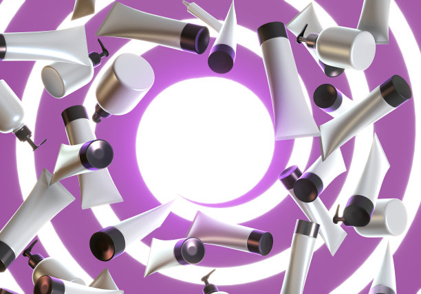 飞行护理化妆品管和瓶子3d渲染插图图片下载