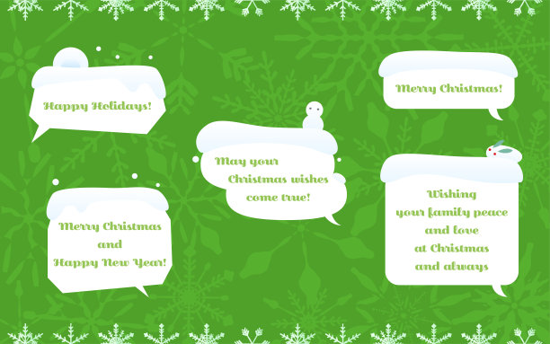 白雪覆盖的语音气泡插图和背景设置图片下载