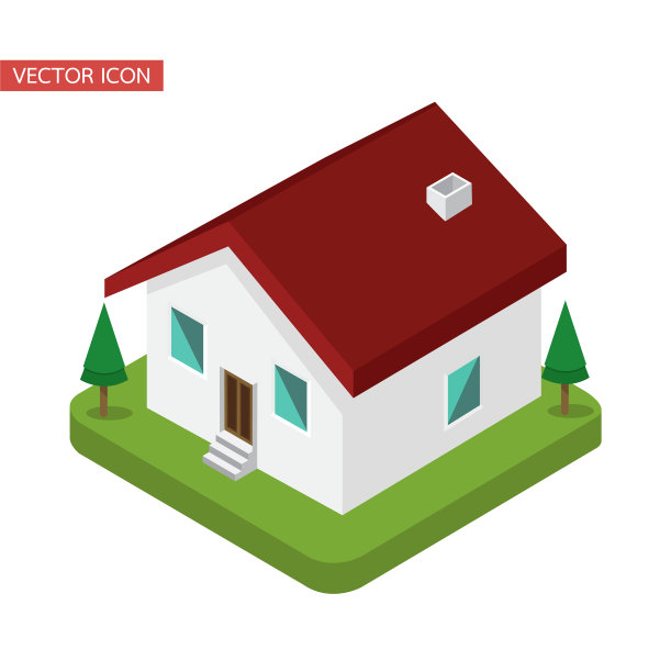 等距房屋扁平风格图片下载