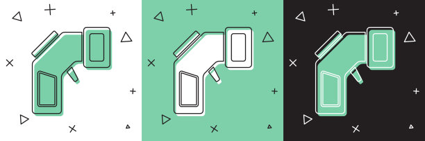 设置数字非接触温度计与红外光图标隔离在白色和绿色，黑色背景。向量图片下载