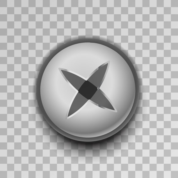 逼真的金属十字螺丝透明图片下载