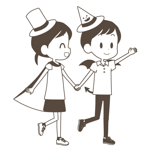 孩子们穿着万圣节服装。图片下载