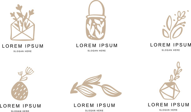 抽象花卉标志或标志模板集图片下载