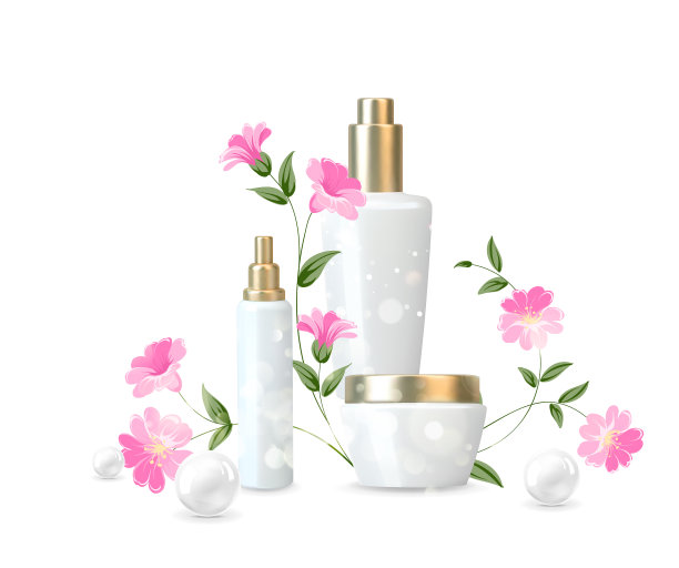 女人喜欢把化妆品装在漂亮的瓶子里图片下载