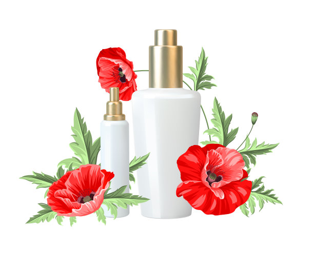 女人喜欢把化妆品装在漂亮的瓶子里图片下载