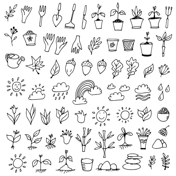 自然图标集手绘涂鸦收集图片下载