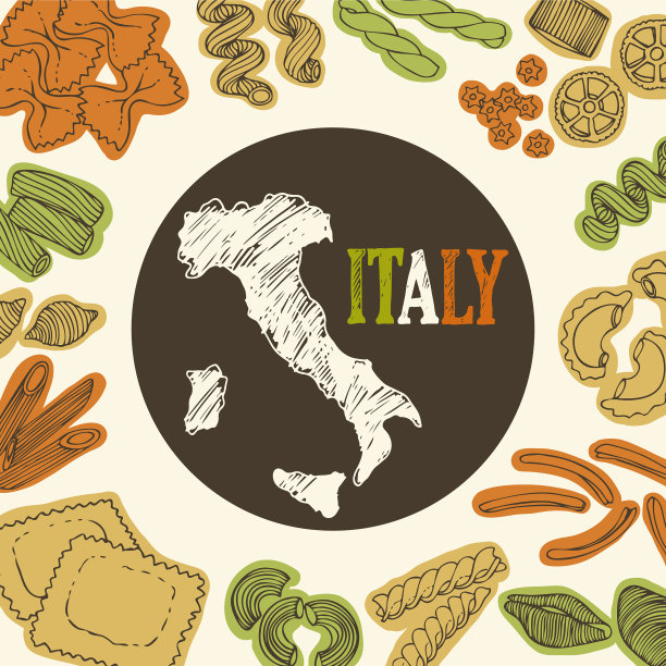 意大利面食的背景设置手绘图片下载