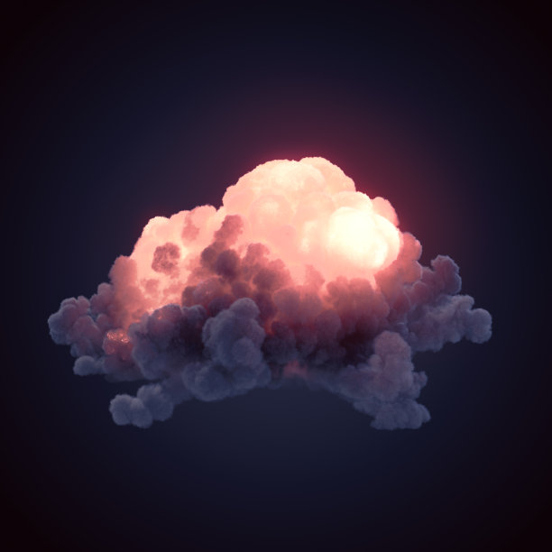 在黑色背景下发生了浓烟爆炸。3 d渲染图图片下载