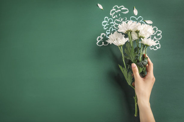 教师节贺卡绿黑板背景。副本的空间。图片下载