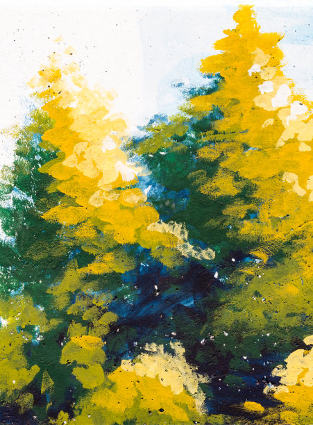 混凝土墙上的树画。图片下载