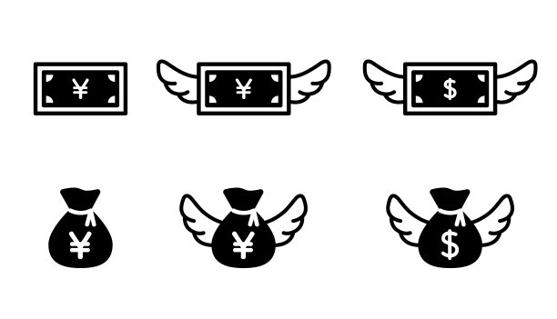 一组平面图标用于消费，浪费和债务图片下载