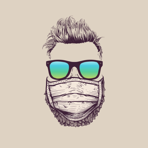 戴防护外科口罩的潮人图片下载