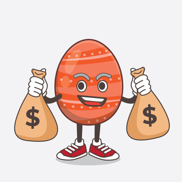复活节彩蛋卡通吉祥物人物拿着钱图片下载